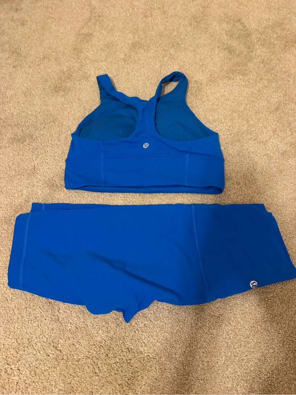 lululemon athletica Blue Sports Bra and High-Waist Bike Shorts Set